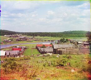 Вид деревни Палкино с юга. С. М. Прокудин-Горский. 1912 год