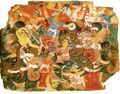 Сцена битвы. Бхагавата пурана. Центральная Индия. 1520-1540гг., Коллекция Кронос, Нью-Йорк.