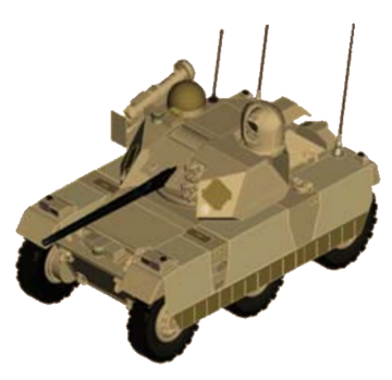 Эскизный рисунок промежуточной модели ARV-A с суженной колёсной базой и сохранением броневого экранирования бортов от варианта на гусеничном шасси