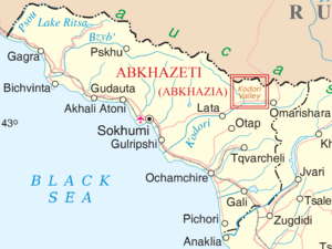 Кодорское ущелье на карте Абхазии