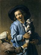 Юноша, играющий с кошкой. Ок. 1623. Холст, масло. Фонд музеев Сиены, Италия