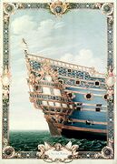 Проект оформления кормы военного корабля «Королевское солнце». 1670