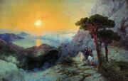 Aivazovsky - Pushkin at Ai-Petri peak during sunrise.jpg