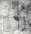 Рисунок музыкального инструмента шахруда, из Китаб ал-мусика ал-кабир аль-Фараби