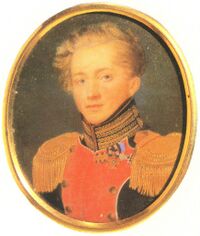 портрет А.Ф. фон дер Брюггена в мундире полковника лейб-гвардии Измайловского полка работы Петра Росси, начало 1820-х гг.