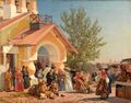 Александр Иванович Морозов (1835-1904) «Выход из церкви в Пскове»