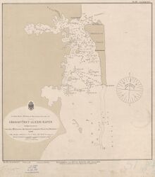 Карта северной части залива Астролябия около Порта Алексей[нем.][6](нем. Alexishafen), составленная во время пребывания российского корвета «Скобелев», 1883 год