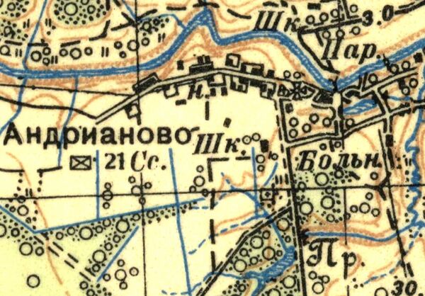 План деревни Андрианово. 1939 год