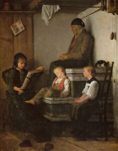 Картина Альберта Анкера (Albert Anker) «Воскресенье, после обеда» («Le dimanche après-midi») (1861).