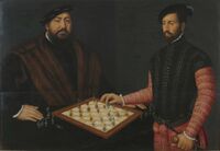 Курфюрст Иоганн Фридрих Великодушный играет в шахматы с испанским дворянином. 1548 год.