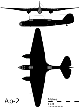 Проекции бомбардировщика Ар-2.