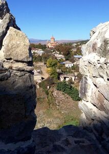 панорама города Ахалцихе с башен замка