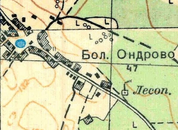 План деревни Большое Ондрово. 1931 год