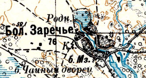 План деревни Большое Заречье. 1934 год