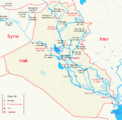 Карта с расположением построенных и запланированных плотин на Тигре в пределах Ирака
