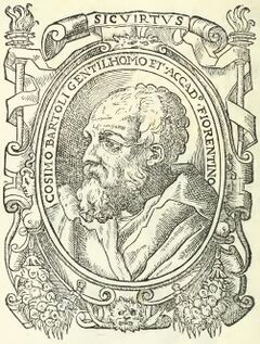 Гравюра неизвестного художника из книги Бартоли «Raggionamenti» (1567)
