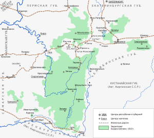 Башкирская Советская Республика на карте