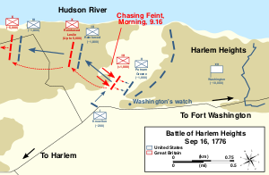 Карта сражения на гарлемских высотах (север справа)