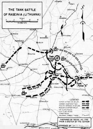 Карта Расейняйского танкового сражения.