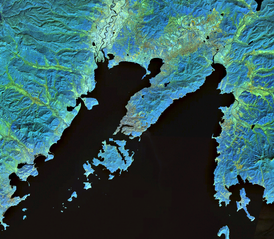 Вид на часть залива вокруг Владивостока из космоса