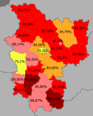Доля белорусов по районам[18]     >95%     90–95%     85—90%     80–85%     <80%