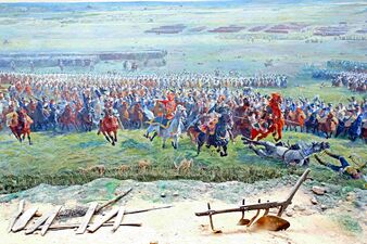 Атака французской кавалерии во главе с маршалом Неем