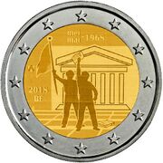 Belgium 2 € coin (2018), 50th anniversary of May 1968 student revolt.jpg