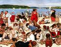 Генрих Цилле, «Пляжная жизнь в Берлине (нем. Berliner Strandleben)», 1901 год. На мужчинах можно увидеть не только купальники-трико, но и плавки.