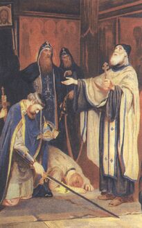 Святой Сергий благословляет Дмитрия Донского на битву и отпускает с ним двух иноков (1881)