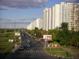 Вид на улицу Борисовские Пруды с Братеевского моста в Братеево