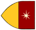 Красно-жёлтый флаг со звездой, крест на жёлтой отсутствует, до 1350 г.