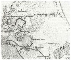 Петрово и окрестности. Фрагмент топографической карты Москвы 1818 г.