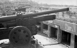 Орудие 15 cm Kanone 16 на Атлантическом валу, август 1942