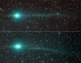 Комета Лулинь до и после «отрыва» ионного хвоста