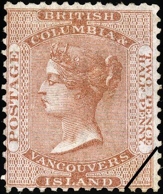 Марка для Британской Колумбии и Острова Ванкувера (1860): портрет королевы Виктории