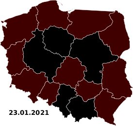 Карта распространения COVID-19 в Польше