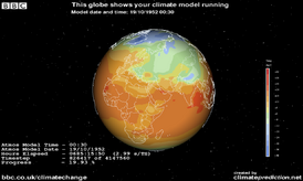 Клиентская программа для проекта Climate Prediction показывает температурные изменения на планете