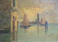 Carlo Bazzi, "Marina in Venice", масло на холсте