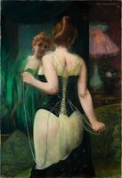 Пьер Каррье-Беллез. Дама, завязывающая корсет. 1893.