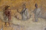 Анубис, Гарпократ, Исида и Серапис, античная фреска из Помпей, Италия