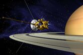 Автоматический космический аппарат «Кассини-Гюйгенс», исследующий планету Сатурн, кольца и его спутники (рисунок художника)