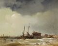 Рыбацкие лодки, приближающиеся к пляжу, 1850