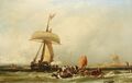 Вид на голландское побережье с парусником и лодками