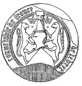 «...de Lebret...connetable de France» Печать Шарля I д'Альбре, 1408 год