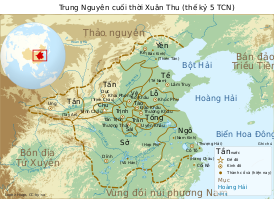 Китайско-вьетское государство Нго (Ngô)[1] к юго-востоку от древнекитайских царств периода Вёсен и Осеней в V в. до н. э.