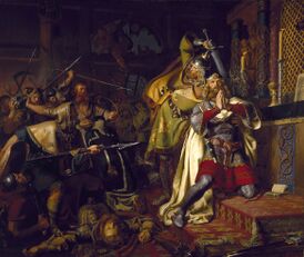 Смерть Кнуда Святого. К. А. фон Бензон, 1843. Музей Оденсе.