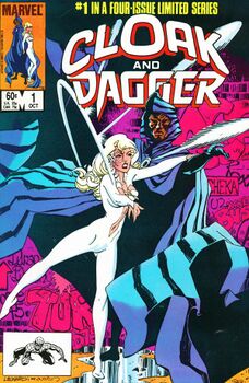 Обложка «Cloak and Dagger» #1 (октябрь 1983) (Художник — Рик Леонарди)