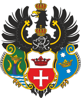Расположение герба Кнайпхофа на общем гербе Кенигсберга (слева)