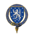 Герб сэра Томаса Холланда: восстающий лев на фоне лазури, усеянной серебряными лилиями