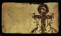 Crux ansata в коптском манускрипте из Кодекса Глазье[en], IV—V века
